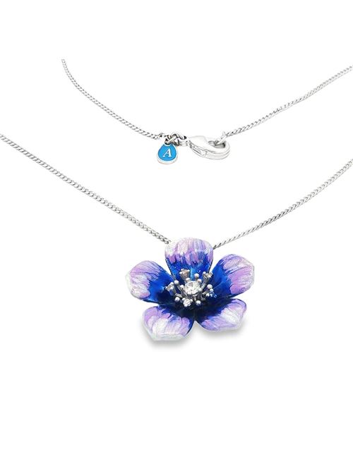 Collana con pietre di cristallo Plumeria e smalto blu metallizzato GOCCIAZZURRA JEWELS | CLPLUMERIARODIOBLU